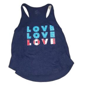 Womens Tak Top LOVE Gravic Size Youth Large YL Patriotic Colors Thin
